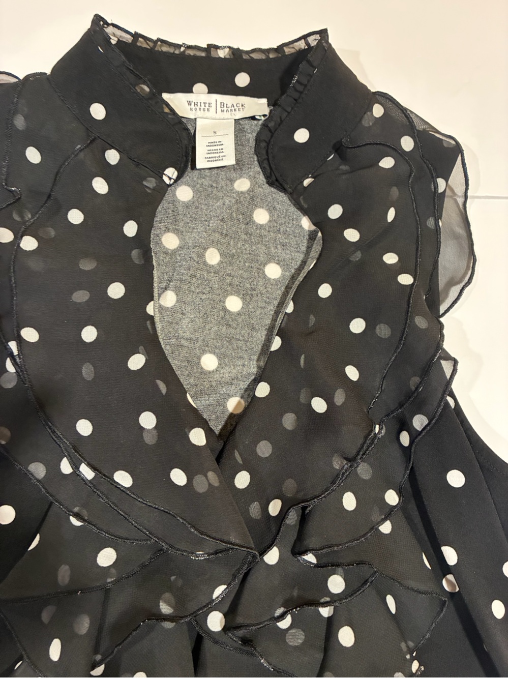 White House Black Market Black and White Polka Dot Tunic / Mini Dress S